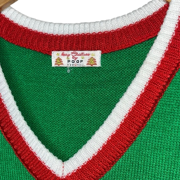 Merry Christmas POOF black white green red Frenchie bulldog sweater vest small s - Picture 2 of 7